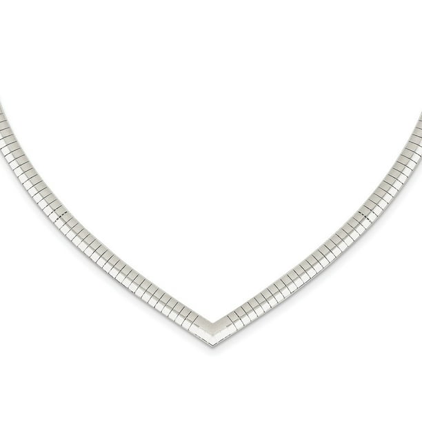 17 Inches Long West Coast Jewelry Sterling Silver 4mm Cubetto V-Shaped Necklace 